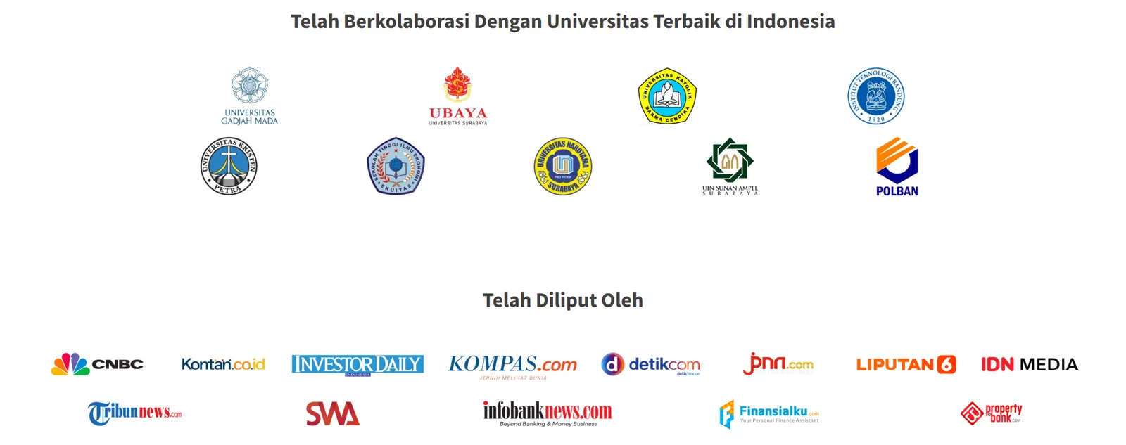 Logo universitas dan media di beranda Agrodana