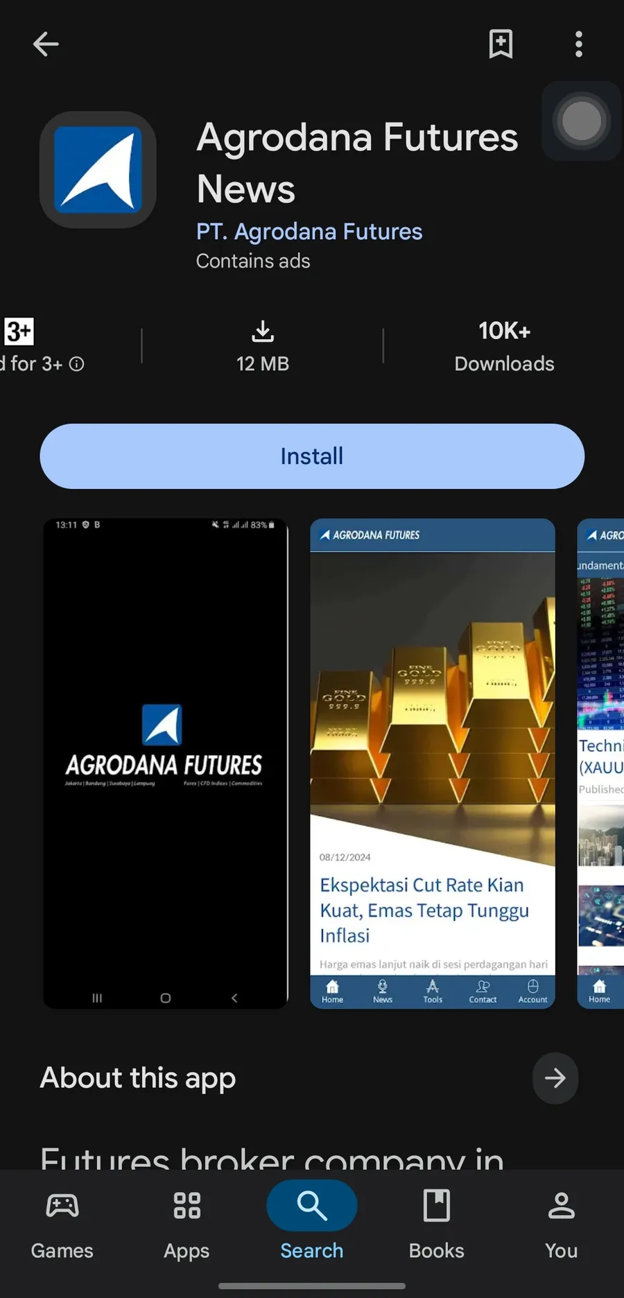 Listing Google Play dengan 10 ribu+ unduhan