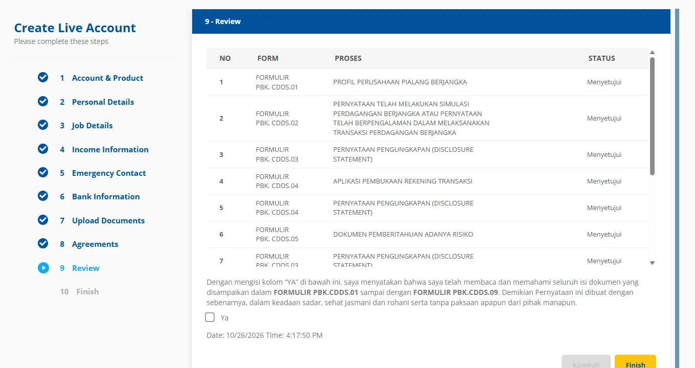 Tinjauan formulir PBK.CDDS dengan status Menyetujui