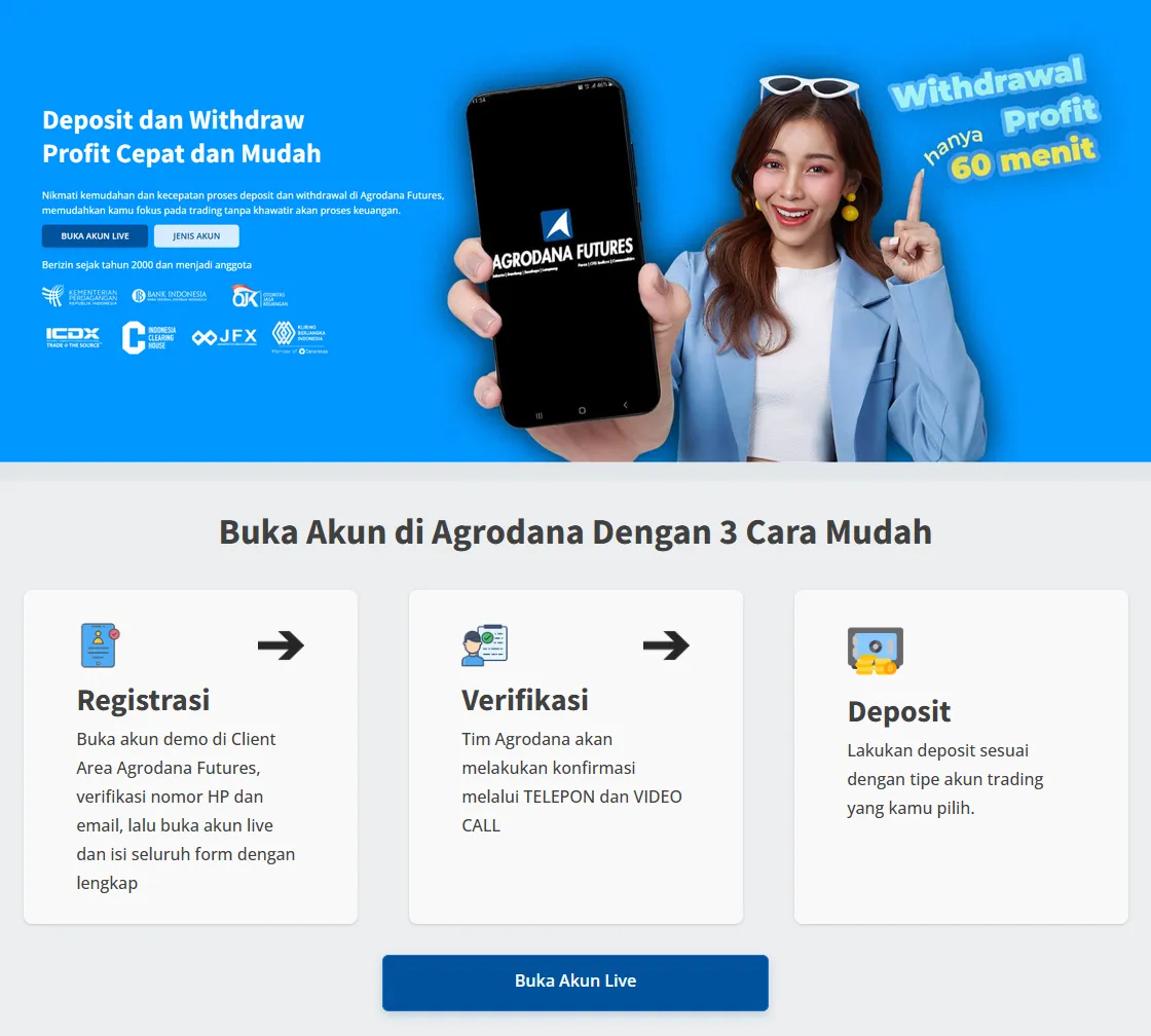Halaman Deposit & Withdraw Agrodana: 60 menit dan verifikasi lewat telepon dan video call