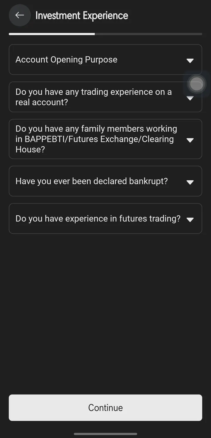 Kuesioner pengalaman investasi di aplikasi Dupoin
