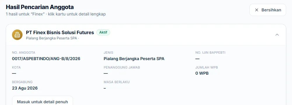 Hasil pencarian anggota ASPEBTINDO untuk Finex