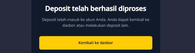 Konfirmasi deposit Finex berhasil diproses
