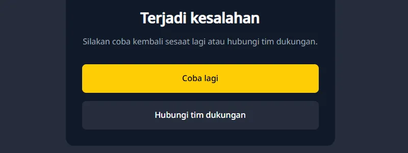 Pesan Terjadi kesalahan saat deposit di Finex