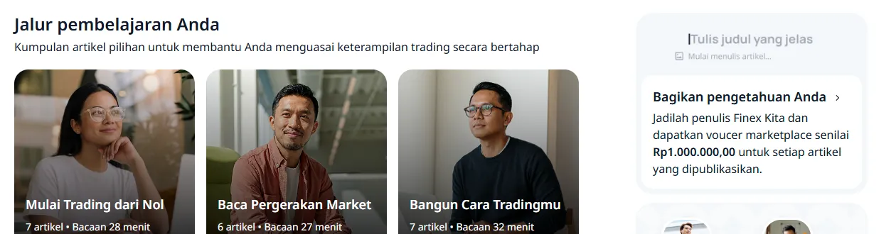 Platform edukasi Finex Kita dengan jalur pembelajaran