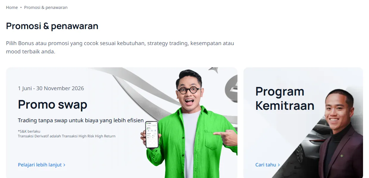 Halaman promosi Finex: Promo Swap 1 Juni sampai 30 November 2026