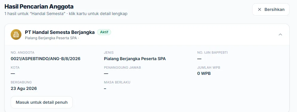 Hasil pencarian anggota ASPEBTINDO untuk Handal Semesta
