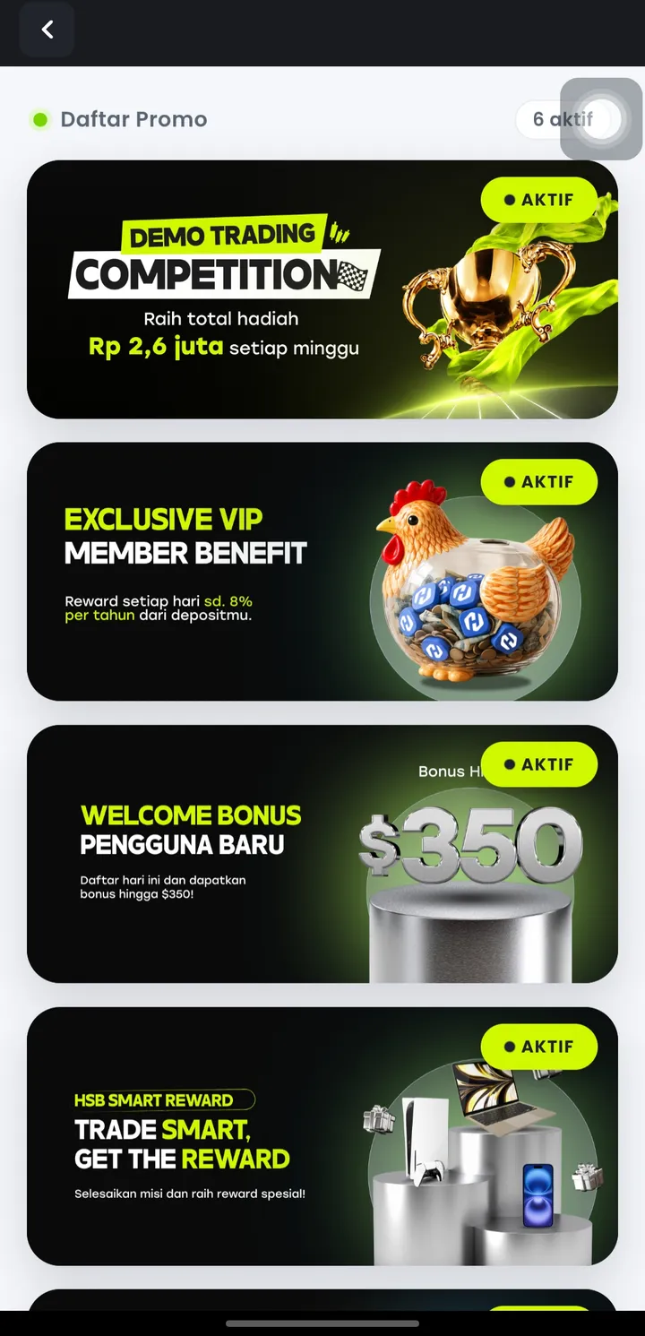 Daftar promo aktif di aplikasi HSB