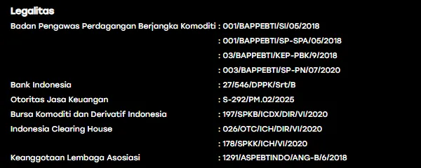 Blok legalitas di footer situs HSB