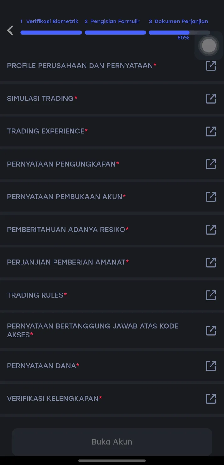 Daftar dokumen perjanjian di KYC HSB