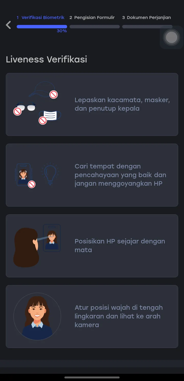 Instruksi liveness verifikasi di aplikasi HSB