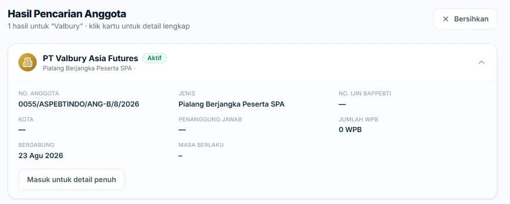 Hasil pencarian anggota ASPEBTINDO untuk Valbury