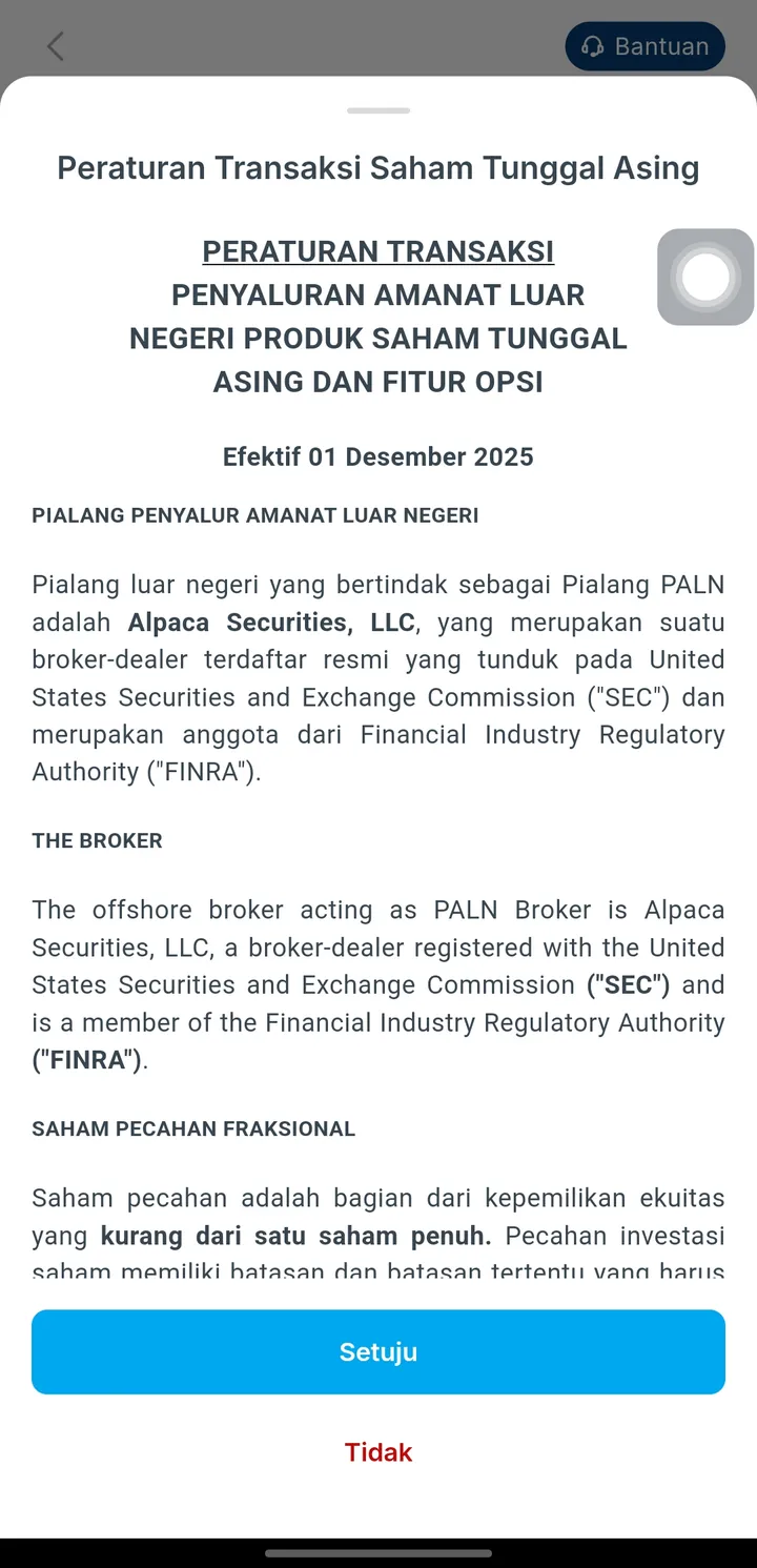 Peraturan saham tunggal asing Valbury yang menyebut Alpaca Securities
