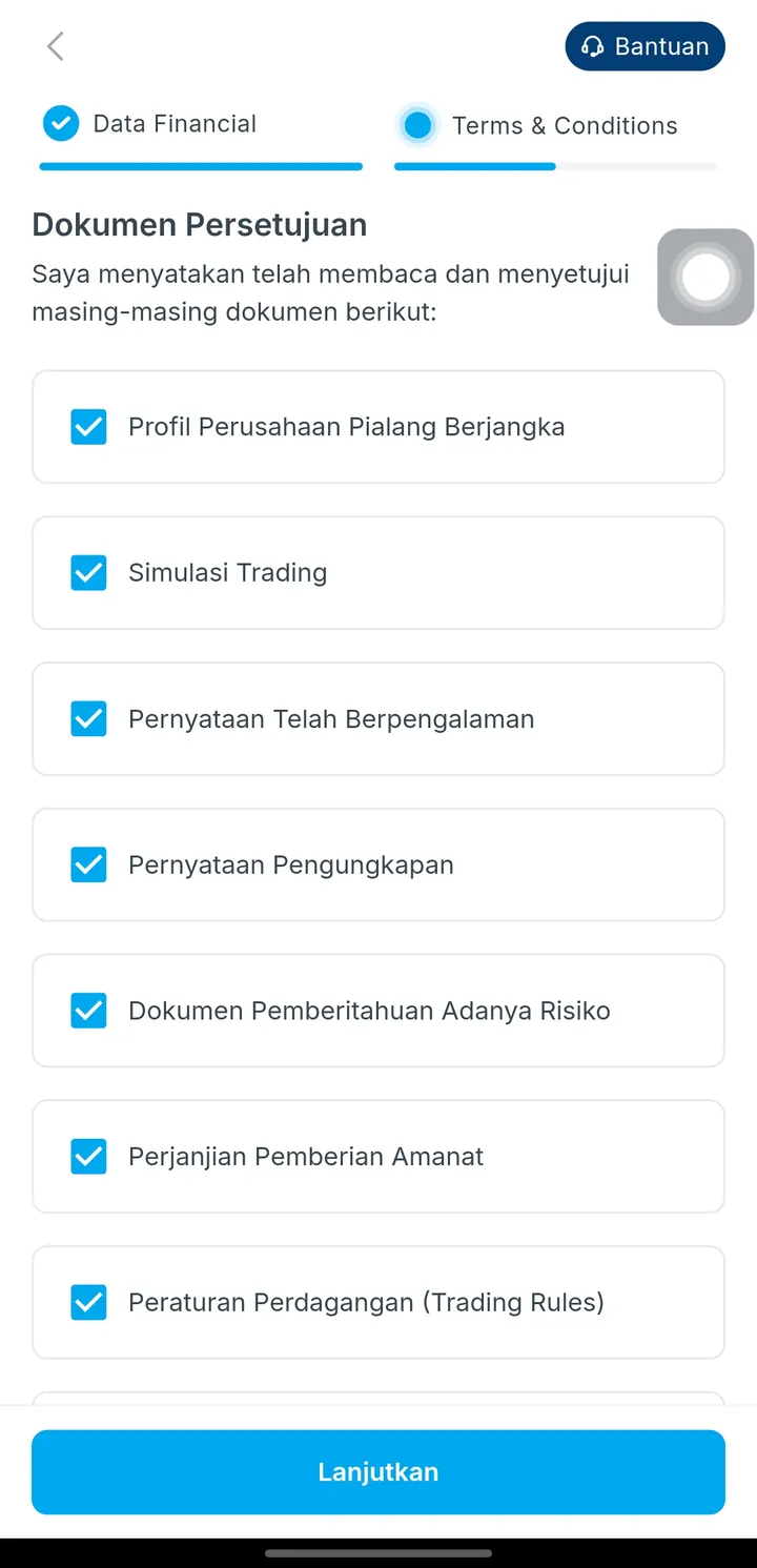 Daftar dokumen persetujuan pembukaan akun Valbury