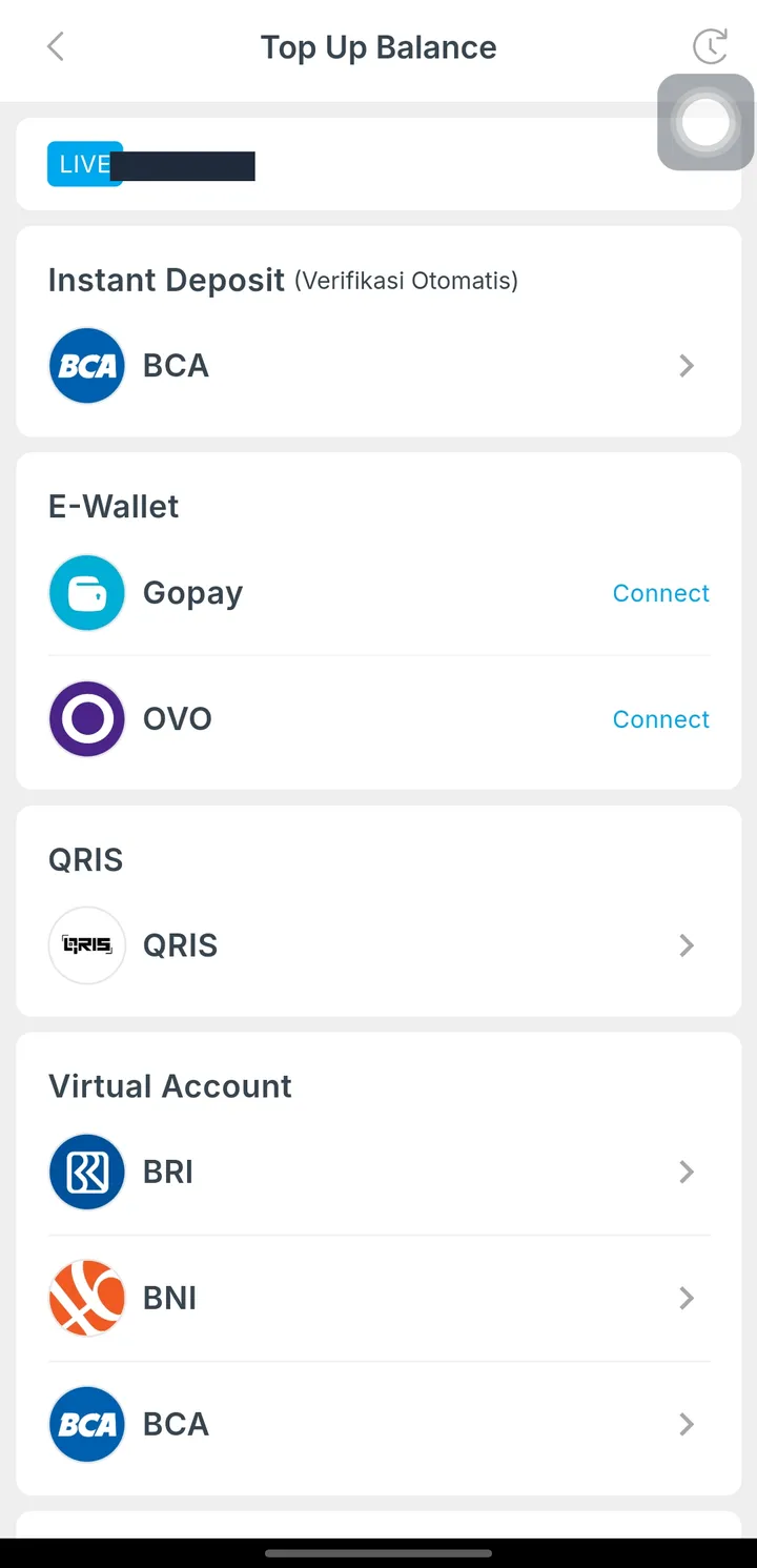 Metode top up di aplikasi Valbury