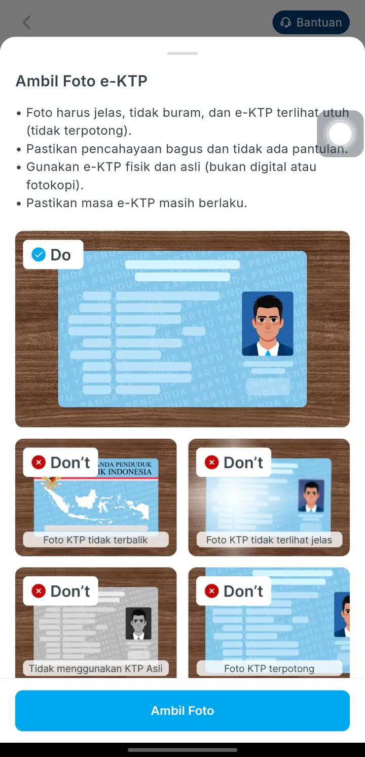 Panduan foto e-KTP di aplikasi Valbury