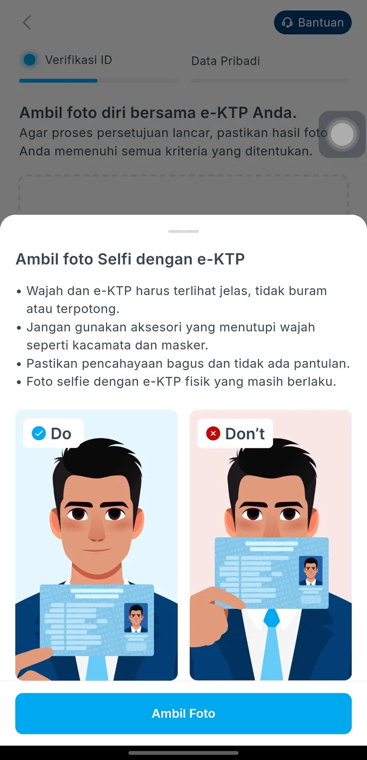 Panduan swafoto dengan e-KTP di aplikasi Valbury