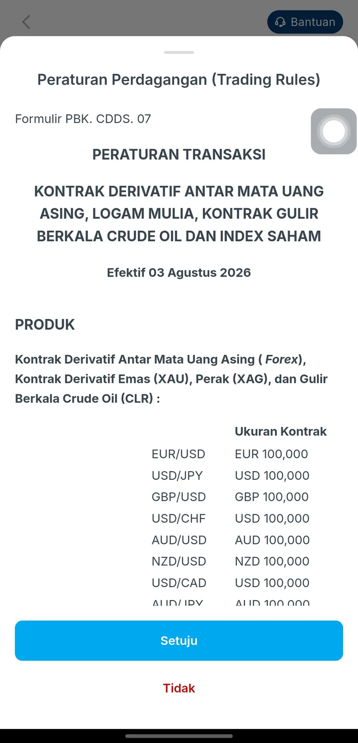 Peraturan Perdagangan Valbury: produk dan ukuran kontrak